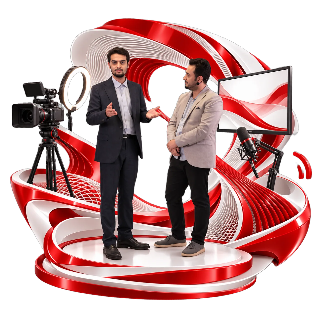 Ravirale educational studio two presenters transparent